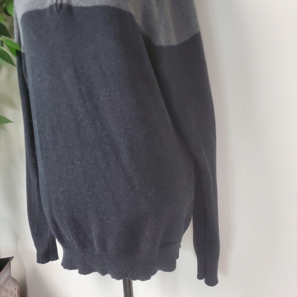 George 1/4 Zip Up Sweater, Men's Small Color Block Gray Black Ribbed - Picture 3 of 9